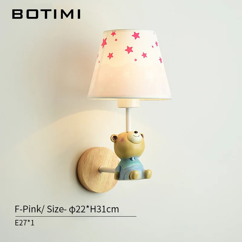 F-Pink BOTIMI светодиодный настенный светильник с героями мультфильмов, детский настенный светильник, настенные светильники для девочек, прикроватные светильники для мальчиков, настенный светильник для детской комнаты - Цвет абажура: F-Pink
