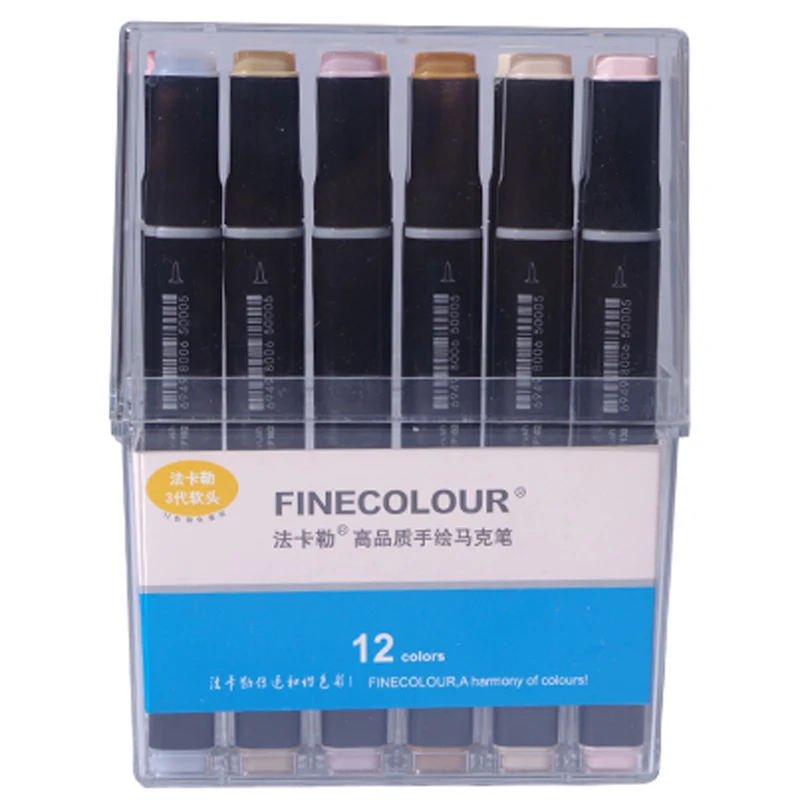 Двусторонние маркеры Finecolour EF102 12/24/36 цветов манги тонкие тона эскиз графический