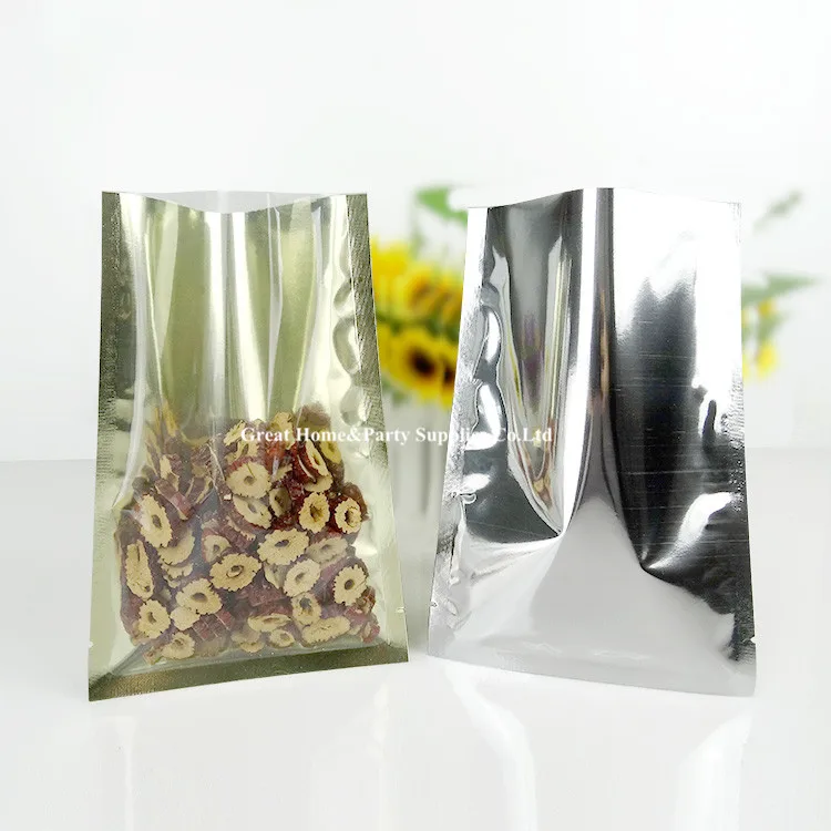 Плоские прозрачные/золотистые/Серебристые пакеты с тремя боковыми уплотнениями