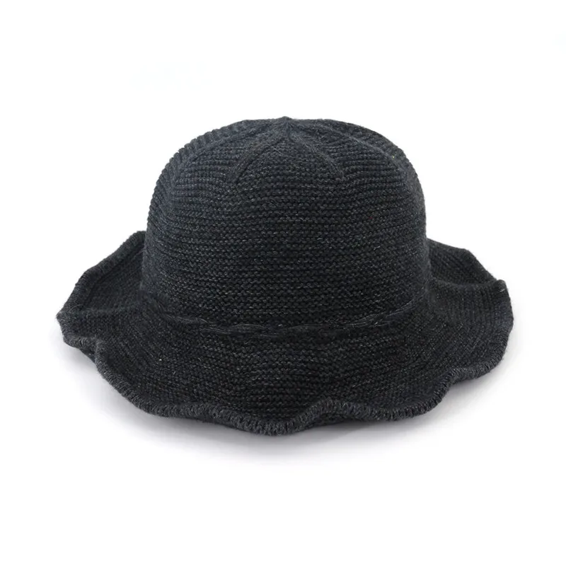 

SILOQIN High Quality Brand Women's Cap Foldable New Bucket Hat Elegant Simple Wool Knit Hats For Ladies Autumn Winter Female Cap