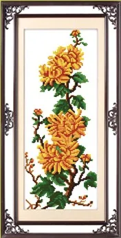 Chrysanthemum Набор для вышивки крестиком с цветком из бамбуковой хризантемы, сливы, орхидеи, бамбука, хлопковой шелковой нитью, набор для рукоделия ручной работы, домашний декор - Цвет: Chrysanthemum