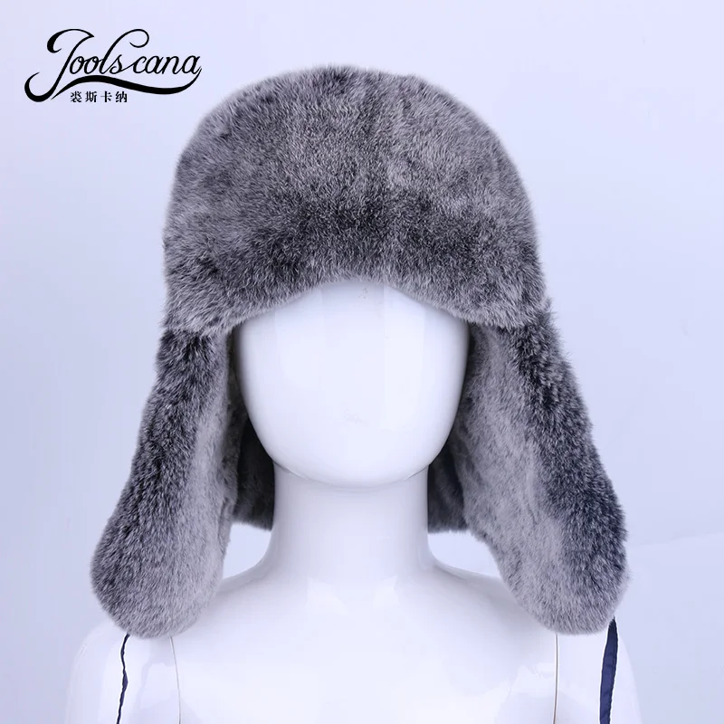 JOOLSCANA детская шапка, зимние шапки для детей, шапка для детей, меховая шапка, теплая Русская Шапка, шапка-ушанка, шапки из натурального кроличьего меха, водонепроницаемая ткань - Цвет: colour4
