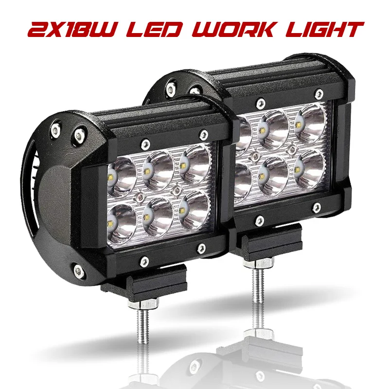 2pcs 18W Spot light Светодиодный светильник, 18 Вт, светодиодный светильник для мотоцикла, трактора, лодки, внедорожника 4x4, грузовика, внедорожника, вездехода, противотуманной фары, 4 дюйма, 12 Вольт, Светодиодный точечный светильник - Цвет: 2pcs 18W Spot light