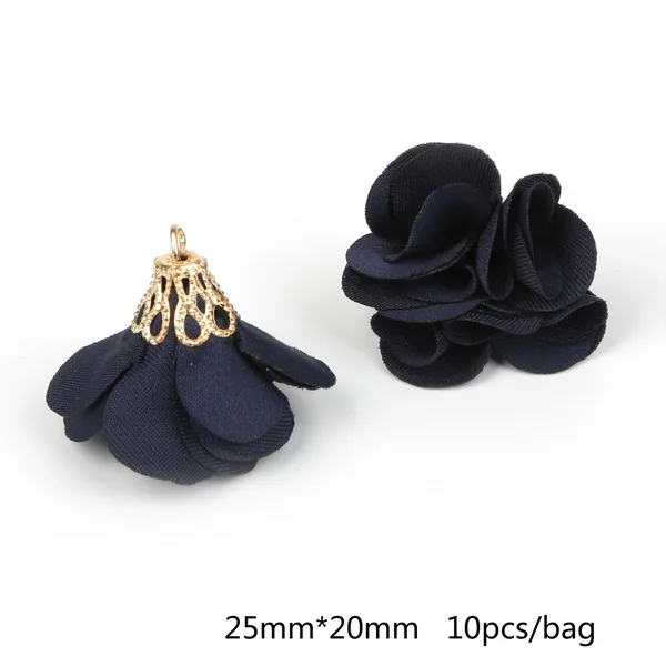Dark blue 25*20 мм маленькая жемчужина Пряжка факел Покрытие золотой колокольчик цветок кисточкой для серьги Мода DIY ювелирных изделий Изготовление - Цвет: Dark blue
