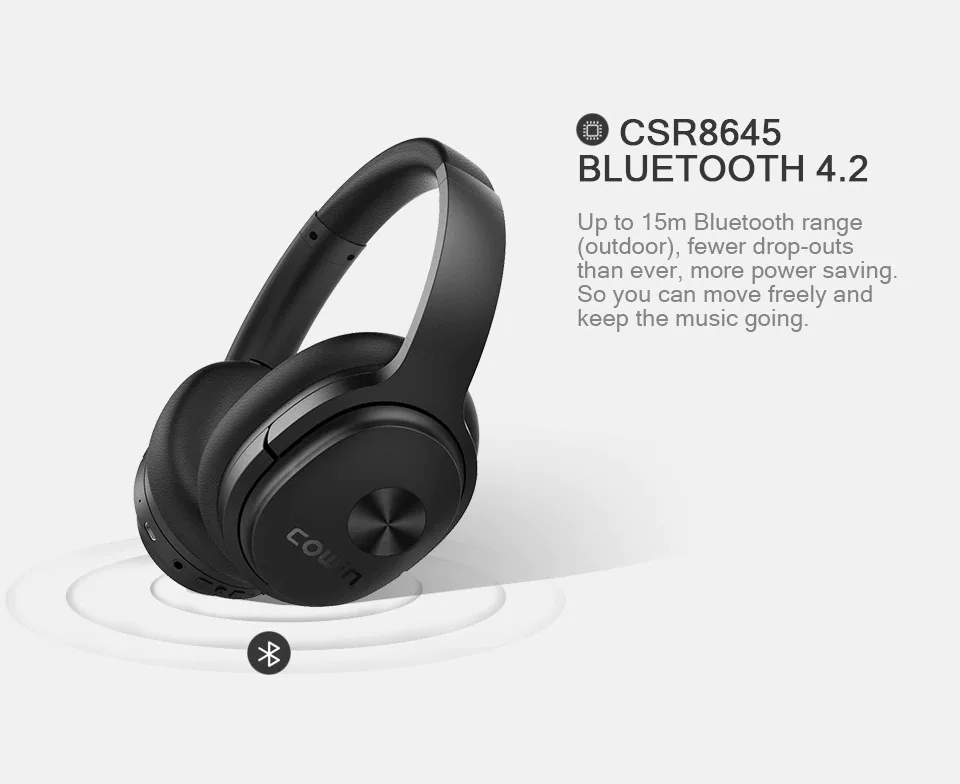 Cowin SE7 активная bluetooth-гарнитура с шумоподавлением на голову, звуконепроницаемый беспроводной сабвуфер, Универсальная мобильная Музыкальная гарнитура