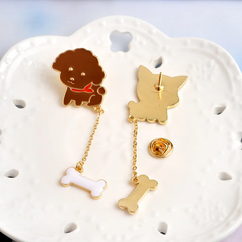 Manxiuni 2 шт./компл. мультфильм Тедди собака кость кулон длинной цепи и пуговицы