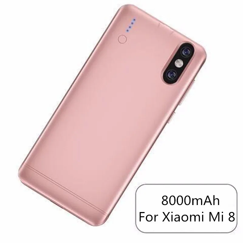 6000/8000 мАч чехол для внешнего аккумулятора для Xiaomi Mi 6 Портативный чехол для зарядного устройства для Xiaomi Mi 8 чехол для резервного аккумулятора - Цвет: Rose Gold For mi 8
