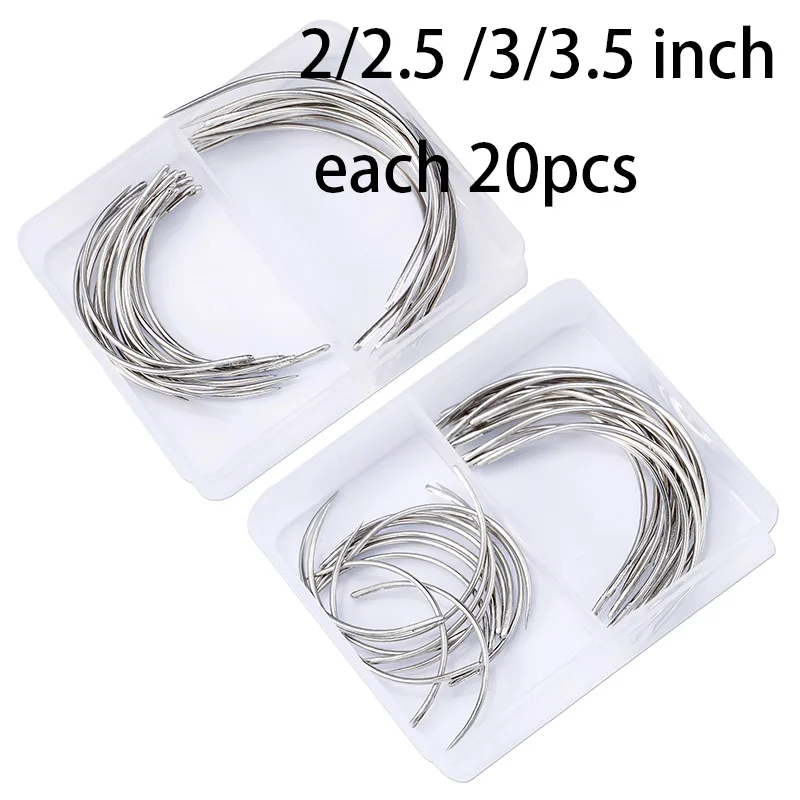 4 size each 20pcs 40/60/100 шт C Тип изогнутый Матрас швейные иглы ручные домашние кожаные ремесло ремонт швейные иглы - Цвет: 4 size each 20pcs