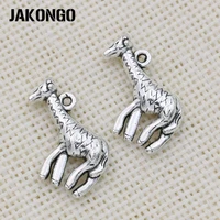 jakongo antique silver plated deer giraffe charms pendant for jewelry making bracelet accessories diy 25x22mm 10pcslot