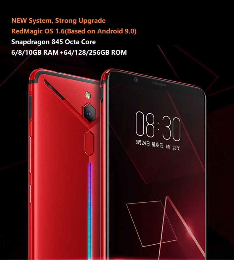 Мобильный телефон zte nubia Red Magic Mars, 6,0 дюймов, 8 ГБ ОЗУ, 128 Гб ПЗУ, Восьмиядерный процессор Snapdragon 845, фронтальная камера МП, задняя камера 8 Мп, игровой телефон