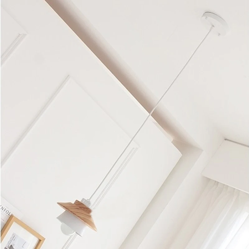 Новая современная деревянная Подвесная лампа E27 с одной головкой белая черная