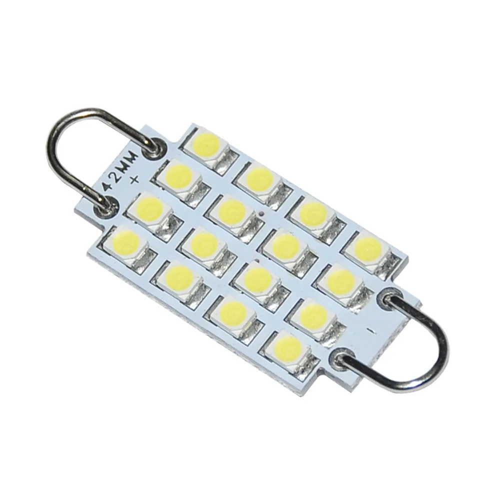 1 шт. 42 мм-44 мм 16-3528-SMD чистый белый фестон жесткая петля 0,56 Вт Светодиодный светильник карта лампа для чтения 40LM 12V