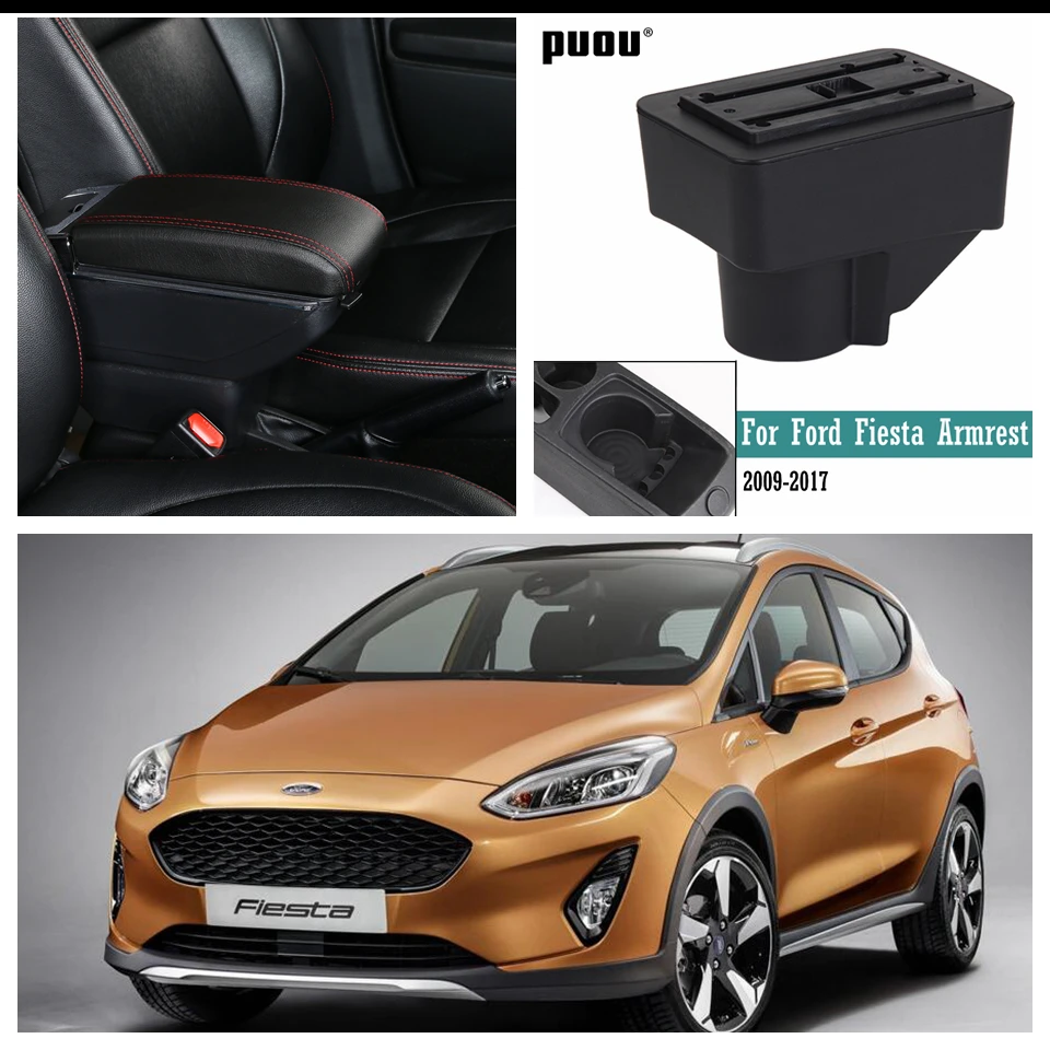 Подлокотник коробка для Ford Fiesta 2009- двухслойный центральный магазин центральная консоль коробка с подстаканником пепельница usb зарядка автомобильный Декор