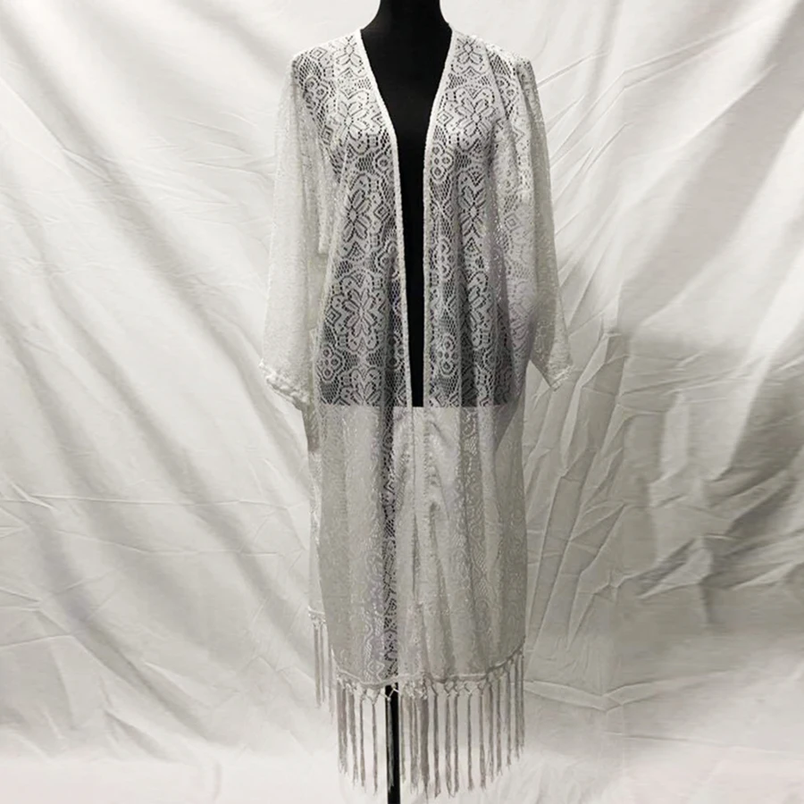 Женский кружевной кардиган TEELYNN белая блузка и рубашка в стиле бохо с длинными