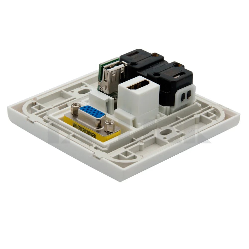 VGA HDMI USB настенная пластина питания переменного тока с обратной стороной разъема