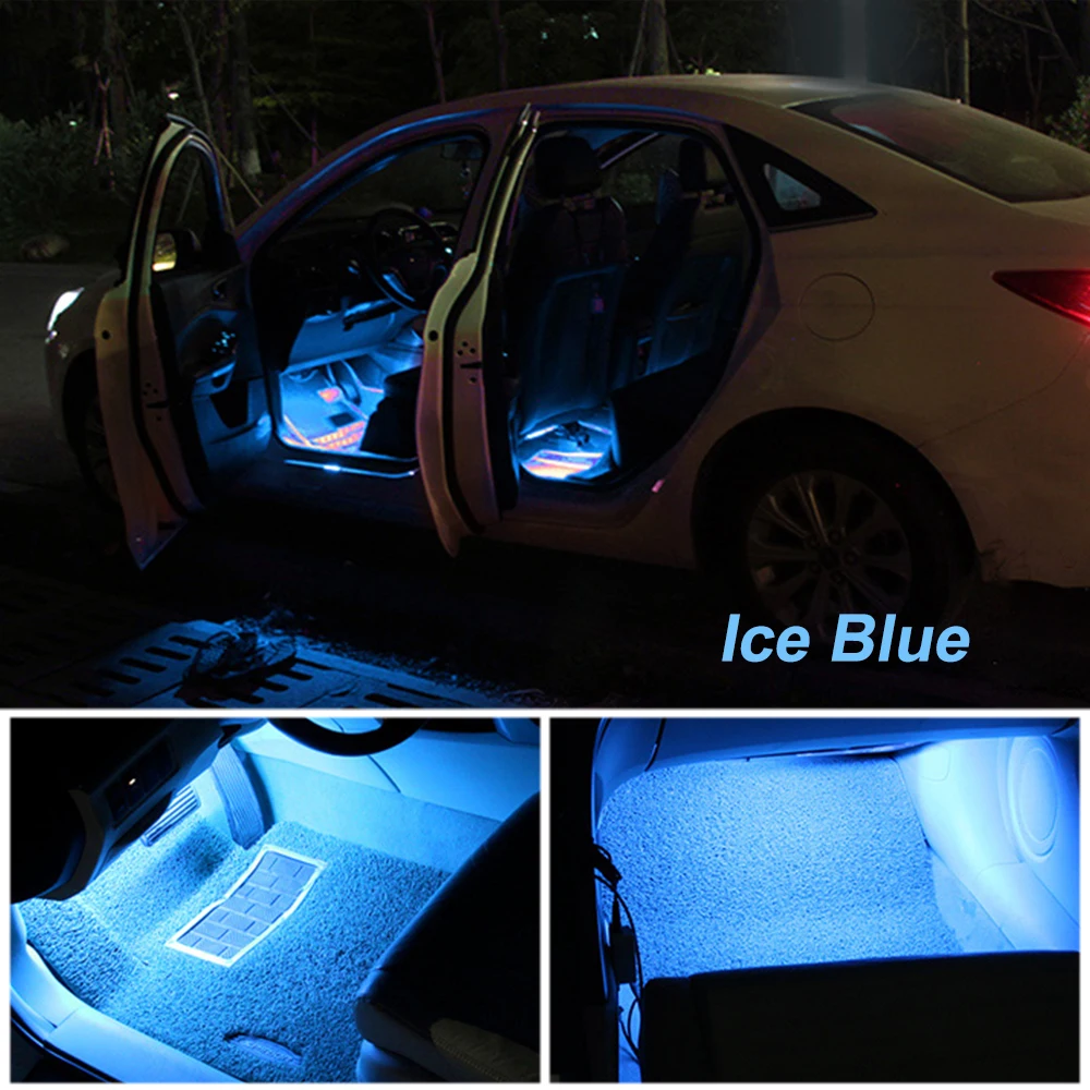 Автомобильная полоса RGB LED Atmosphere DRL Strip Light с пультом дистанционного управления/музыкой/голосом для украшения внутреннего пола автомобиля и подсветки сигаретника.