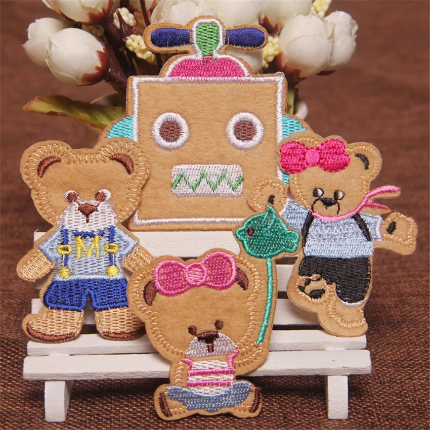 Послушание 8 шт. вышитые патч Носки с рисунком медведя из мультика на Нашивки