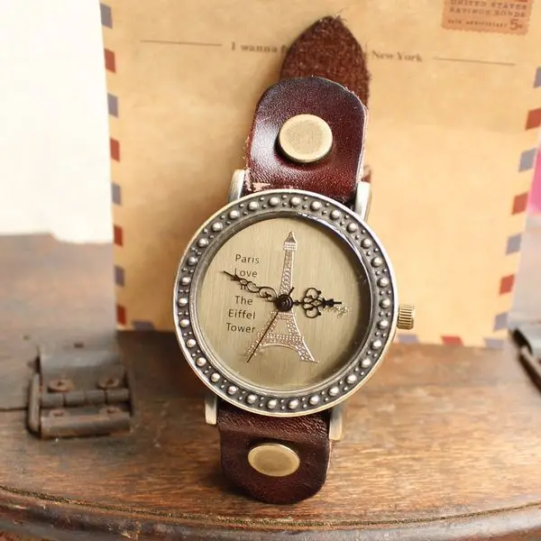 French Paris fashion golden face eiffel watches women leather band wholesale dropship hot sale|dropship free|leather necklaces for boysdropshipping