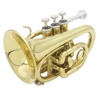good quality lade professional palm pocket trumpet tone flat b bb brass wind instrument with mouthpiece gloves cloth brush