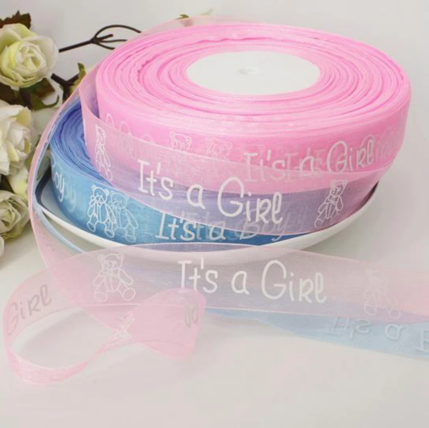 25 мм * 100 ярдов шелковая лента для детского душа мальчиков и девочек атласная