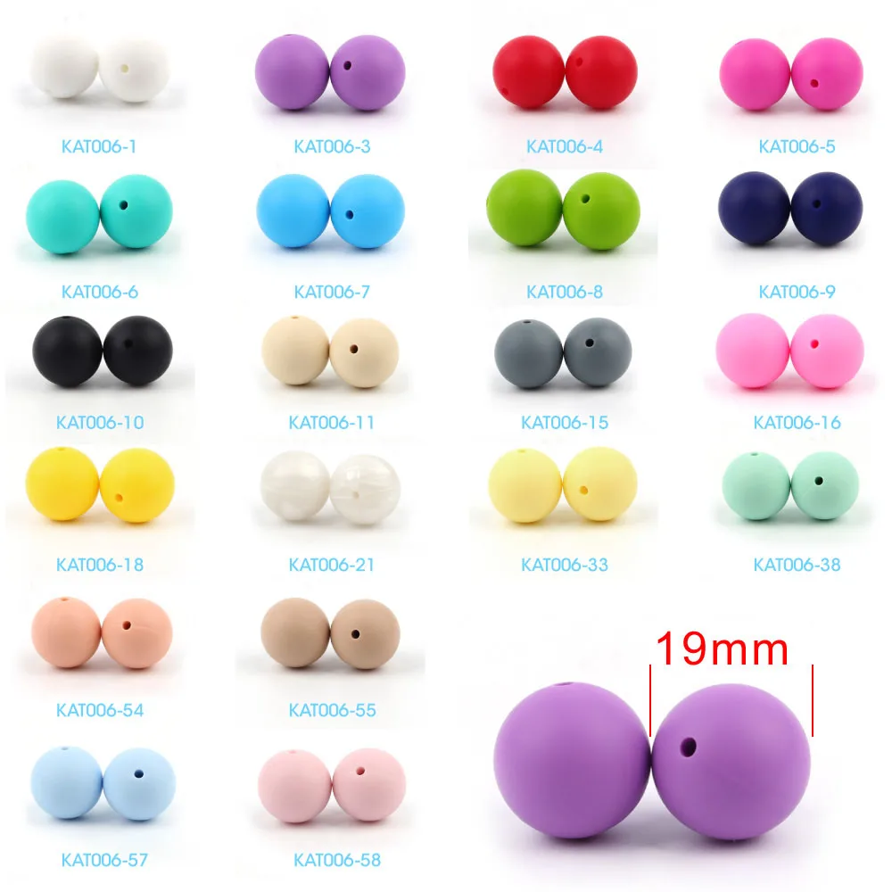 19mm mix TYRY. HU 100 шт 9-19 мм круглые силиконовые бусы BPA Бесплатно Детские Прорезыватели ожерелье DIY ювелирные изделия для ребенка прорезыватель жевательные аксессуары для кормления - Цвет: 19mm mix
