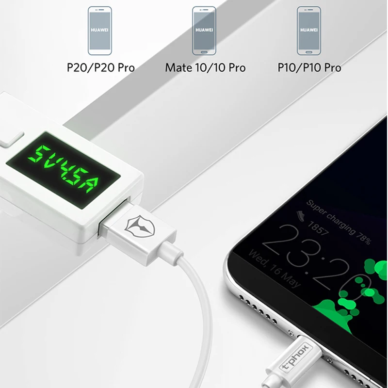 T phox 100 см 5A USB Type C кабель Supercharge для HUAWEI P30 P20 Pro Oneplus 6T передачи данных C|Кабели