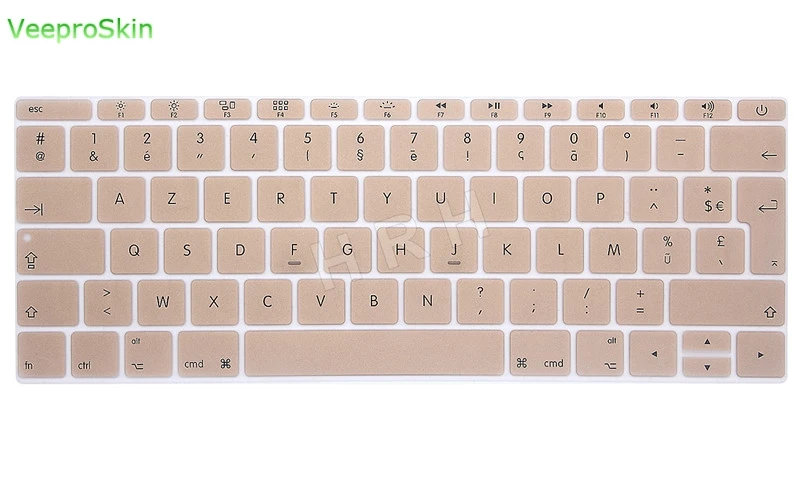 Gold Для Macbook 12 дюймов AZERTY французский Великобритания силиконовая клавиатура кожного покрова для MacBook New Pro 1" A1708( версия, без Touch Bar - Цвет: Gold