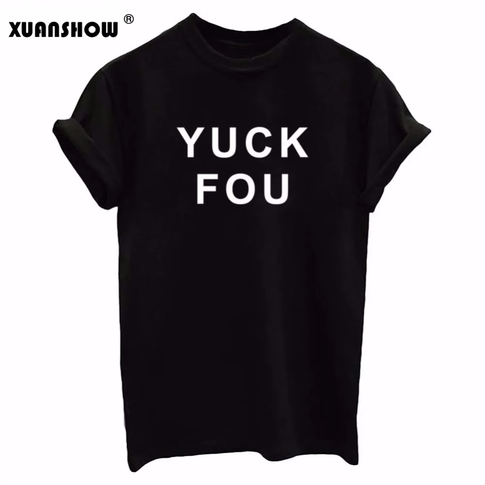 Женская хлопковая летняя футболка с буквенным принтом yack FOU футболки круглым