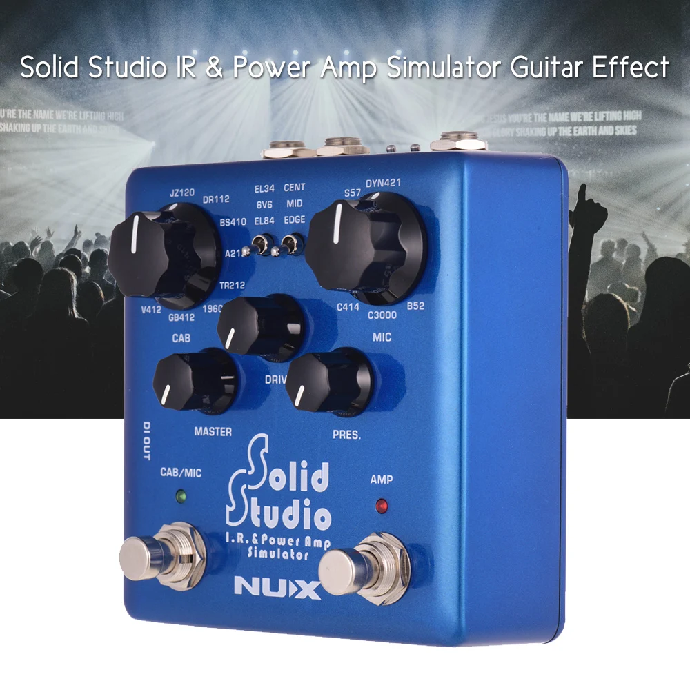 NUX Solid Studio IR power Amp Simulator гитара Мульти педаль эффектов двойной ножной переключатель Встроенный 8 шкаф 8 микрофон True Bypass