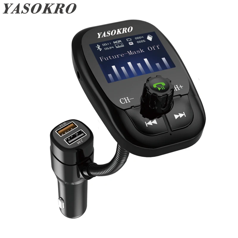 YASOKRO Автомобильный MP3-плеер Беспроводной A2DP Bluetooth гарнитуры автомобильный FM трансмиттер QC3.0 Quick Charge Поддержка TF-карты/U диск