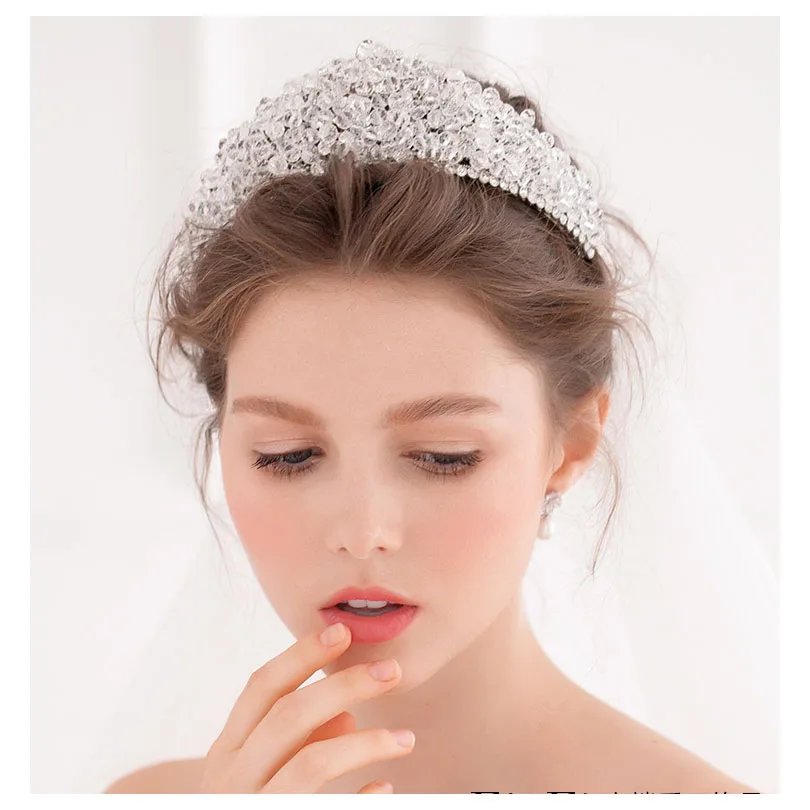 Блестящие винтажные аксессуары для волос со стразами|crown tiara|bride hairbandtiara bride |