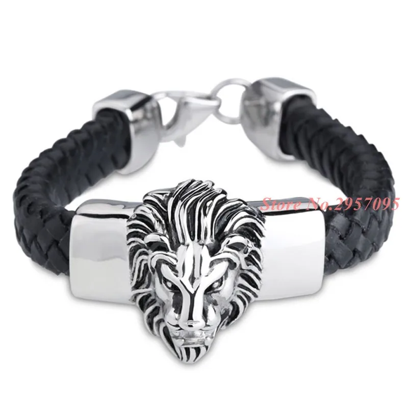 Высококачественный Браслет из натуральной кожи ювелирные изделия нержавеющей