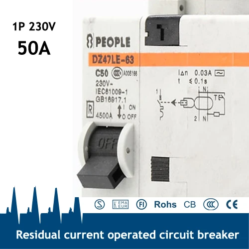 DZ47LE 63 1P + N 50A дистанционный Электрический выключатель|circuit breaker|electrical circuit breakersremote