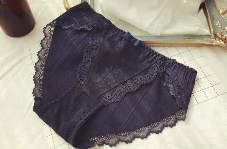 Navy Реальное фото, M, L, XL, средняя посадка, принцесса, милые Лолита, хлопок, кружево, сексуальные трусики, нижнее белье, трусики-стринги, белье WP372 - Цвет: Navy