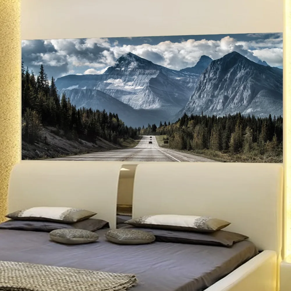 Шикарная настенная виниловая наклейка Sky Mountain Road с изголовьем леса