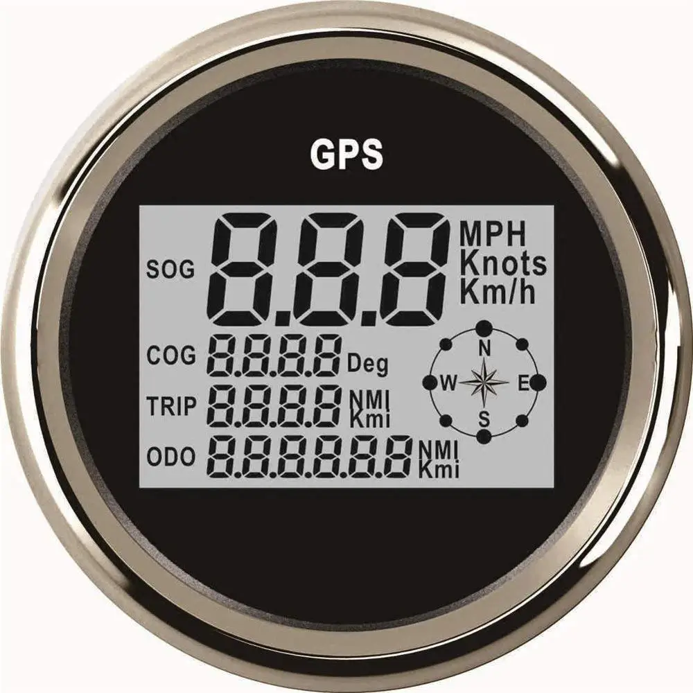 Нержавеющая 85 мм Цифровой gps Спидометр Датчик 0~ 999 MPH км \ ч регулируемый подходит для лодки автомобиля мотоцикла спидометр с подсветкой - Цвет: Black Silver Gauge