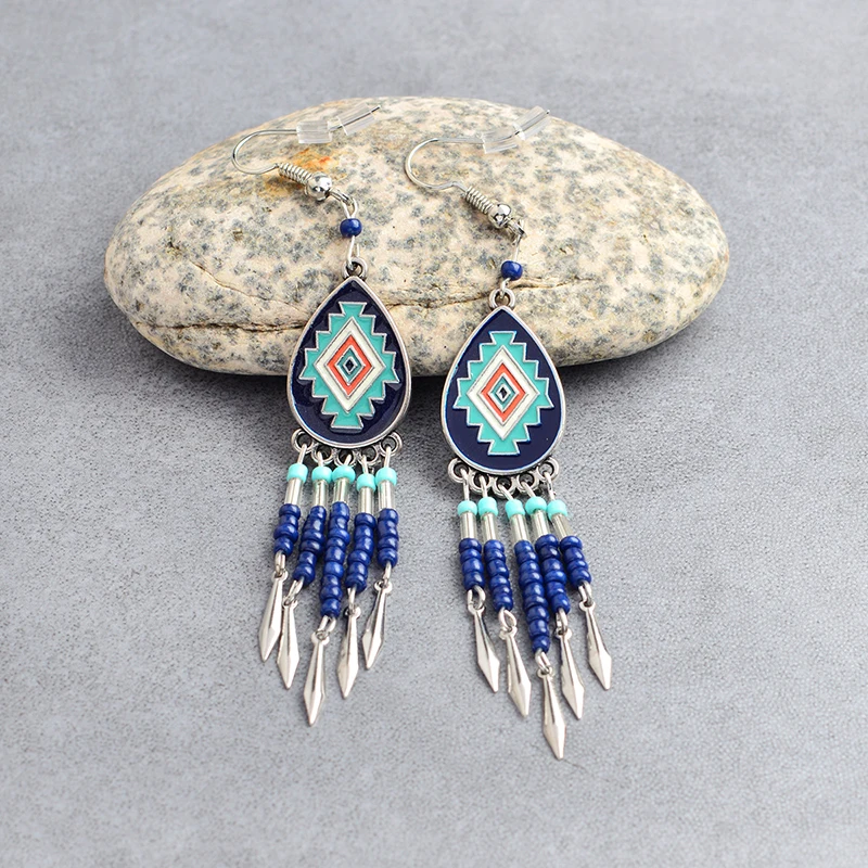 Модные Ретро ювелирные изделия серьги капли очаровательные синие Серьги