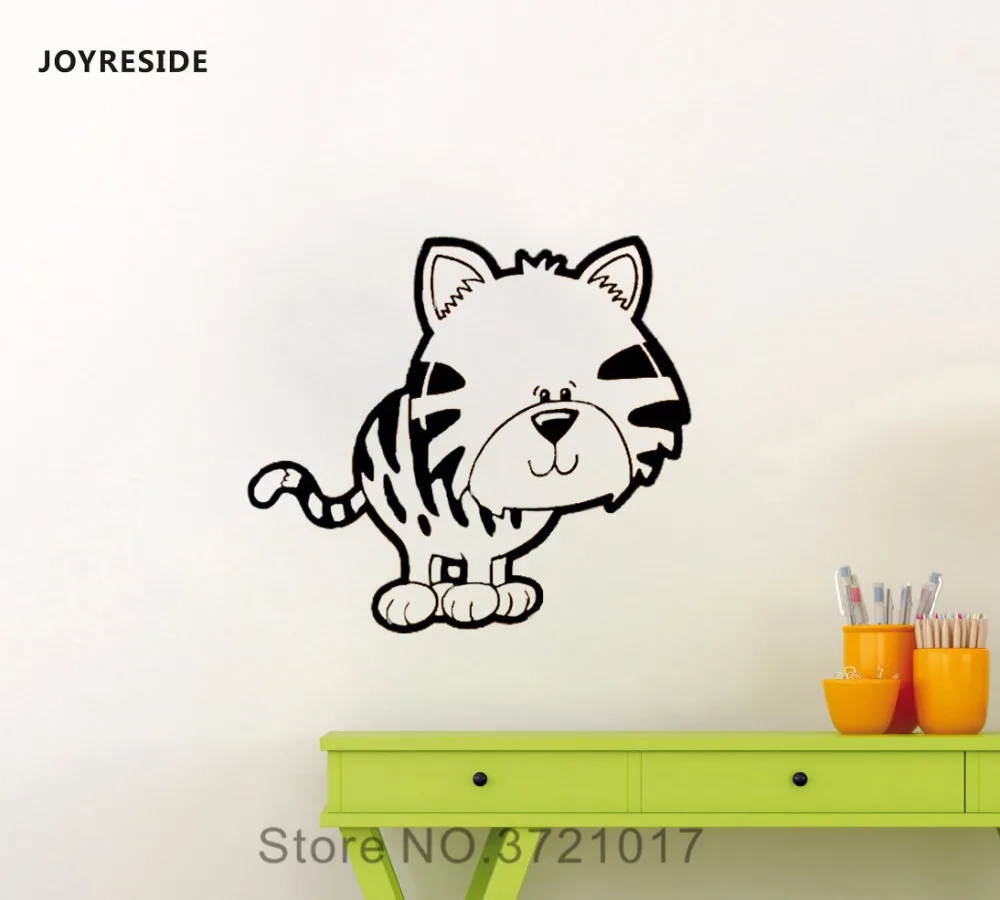 JOYRESIDE Baby Cartoon Kitten Kitty Cat Wall Decal Vinyl Sticker Decor Home Children Kids Art Room Bedroom Decoration Mural A465 | Дом и сад