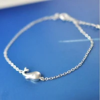 hot popular fashion silver plated jewelry bracelets cute sweet frosted crystal whale modeling female bracelet sb70
