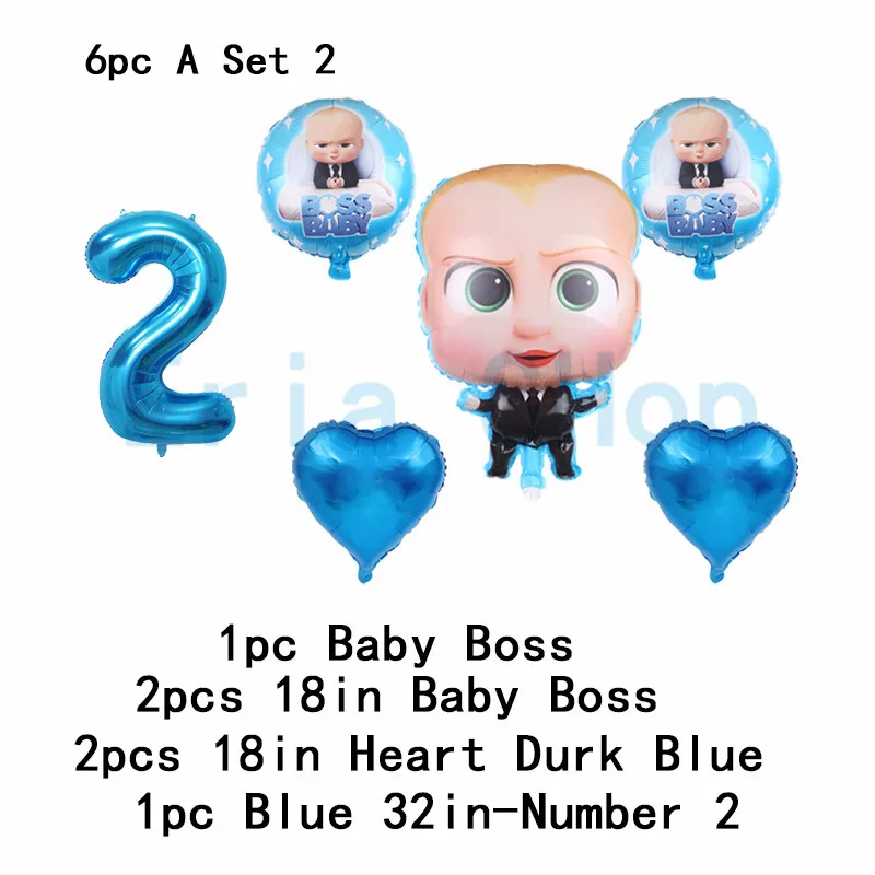 Boss baby на 1-й День Рождения Декоративные столовые принадлежности кружки, тарелки, салфетки 32 дюйма большие воздушные гелиевые шары с цифрами для душа - Цвет: 6pc Baby heart 2