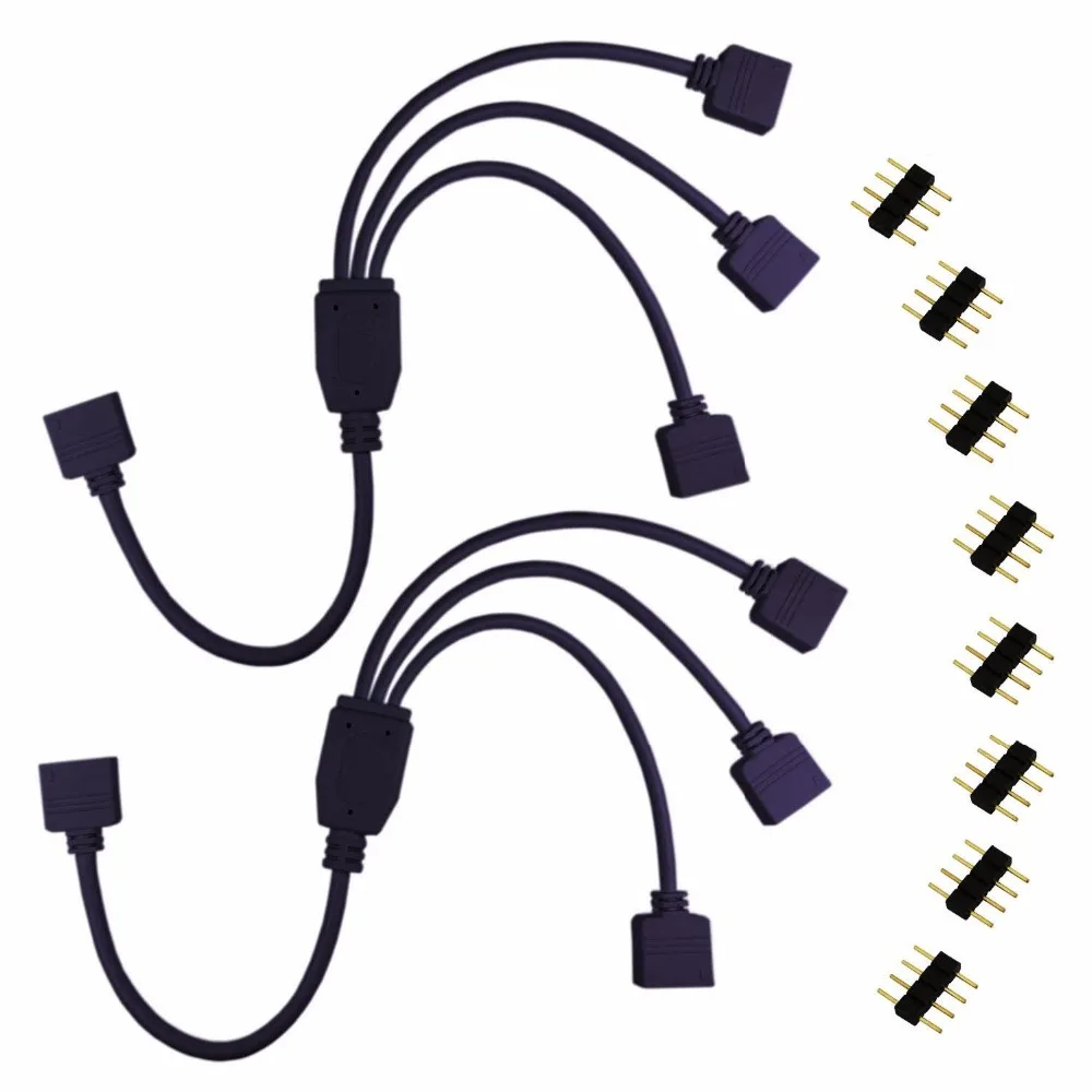 4 Pin Светодиодный Splitter кабель Flex Светодиодные ленты Разъем 3 Way сплиттер от одного