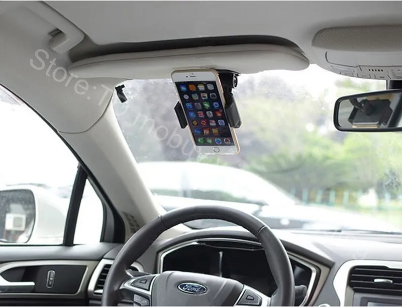 Car Sun Visor Shade Roof Shield Mobile Phone Holder 360 degree Rotating Adjustable Clip Cradle for Cellphone/iPhone/Samsung/LG