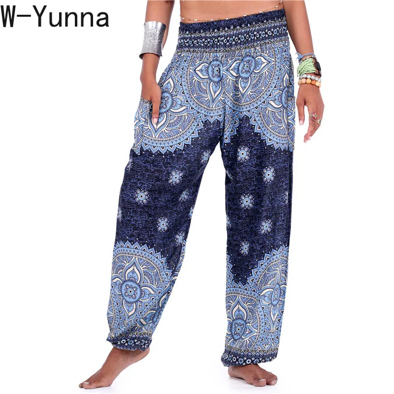 W-Yunna 3d Printing Seaside Loose Belly Dance Pants Wide Leg Workout Bloom Ethnic Style Streetwear | Женская одежда