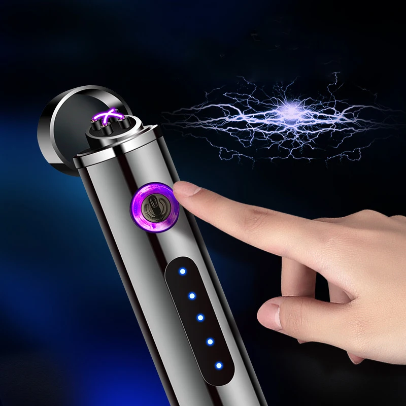1 шт. ветрозащитная металлическая зажигалка Dual Arc USB Перезаряжаемый Электрический прикуриватель светодиодный гаджеты для мужчин кухня Iginition