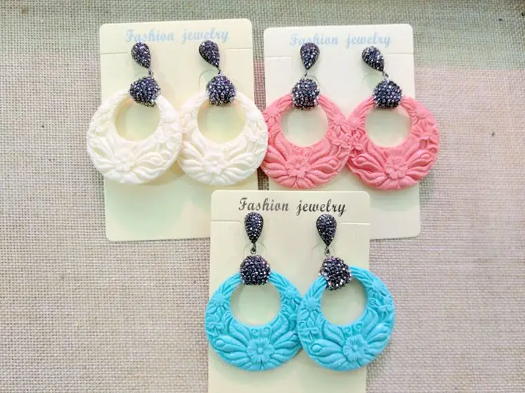 Круглые большие серьги для женщин женские серьги-подвески из смолы синего