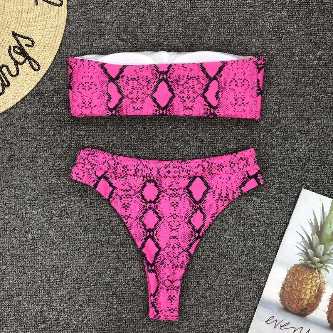 Женский купальник Бикини Biquinis Feminino сексуальный со змеиным принтом бразильский