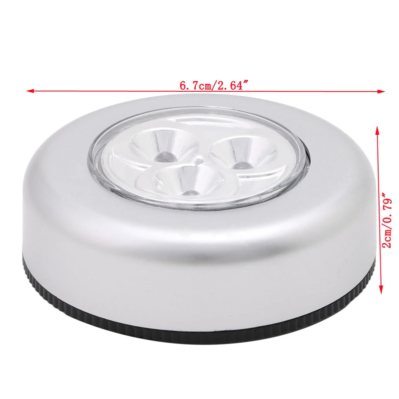 

1Pc 3 LED Car Home Wall Camping Touch Light Push Lamp Battery Powered Night Light New #K4U3X#