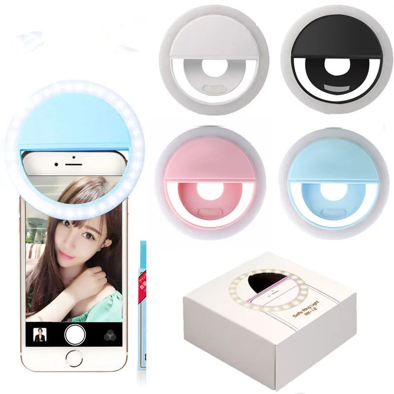 

Selfie Fill LED Flash Lens Beauty Fill Light Lamp Novelty Clip USB Rechargeable 36 Leds Smartphone Photo Camera Ring