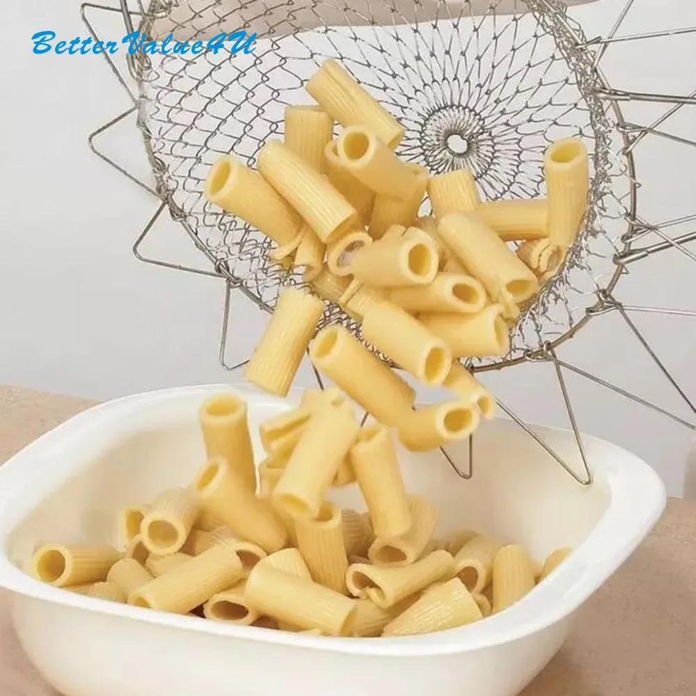 Bettervalue4u Chef Basket Stainless Steel Foldable Steam Rinse Strain Fry Strainer Net Kitchen Tool Good / Vegetable | Дом и сад