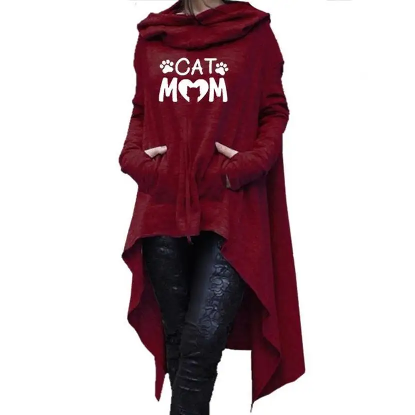 

For Women Letters Print Long Irregular Kawaii Tops Hoodies Women Sweatshirt Femmes Sweatshirts Frauen Pattern 2021 Thick